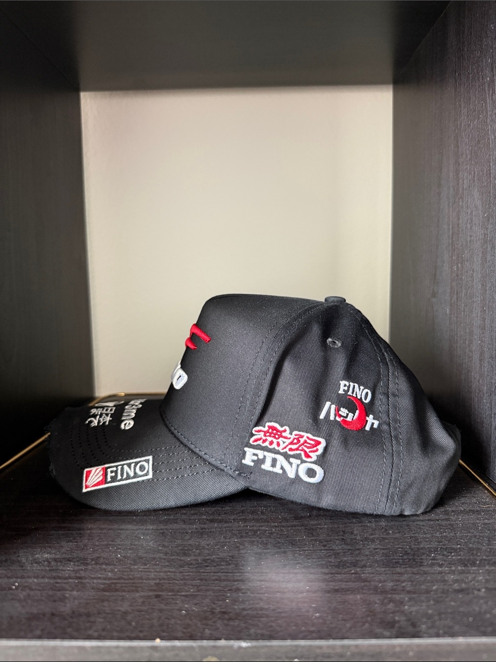 FINO Black Embroidered Racing Cap - Picture 2 of 5